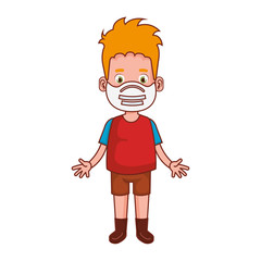 cute boy using face mask isolated icon vector illustration design