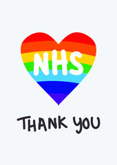 THANK YOU NHS rainbow love heart vector - Coronavirus pandemic 2020