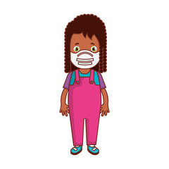 cute girl afro using face mask isolated icon vector illustration design