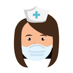 face of nurse using face mask isolated icon vector illustration design