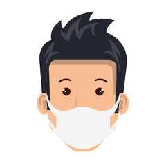 face of man using face mask isolated icon vector illustration design