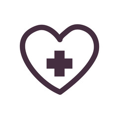 Obraz premium Heart with cross line style icon vector design