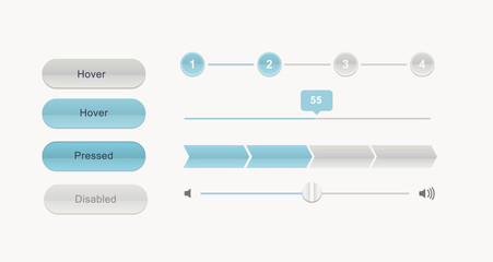 Obraz premium vector UI set for apps and computer programms buttons and progress bar