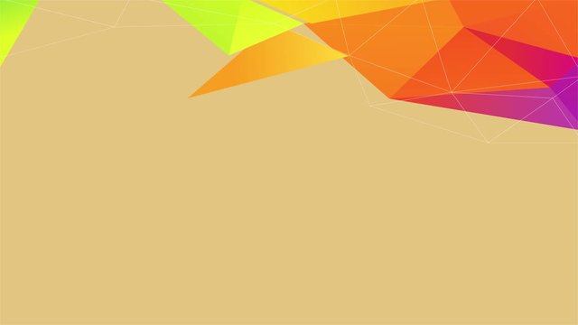 Chaotic Movement Of Elements Forming Warm Pastry List Design With An Conceptual Arc Formed With 3D Luminous Triangles Tearing Apart And A Mini Cake In The Central