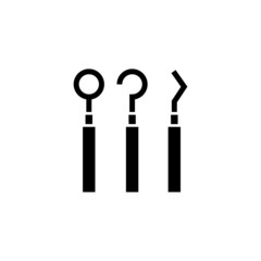 Dentist tool icon vector in black flat design icon, isolated on white background