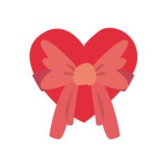 Heart with bowtie flat style icon vector design