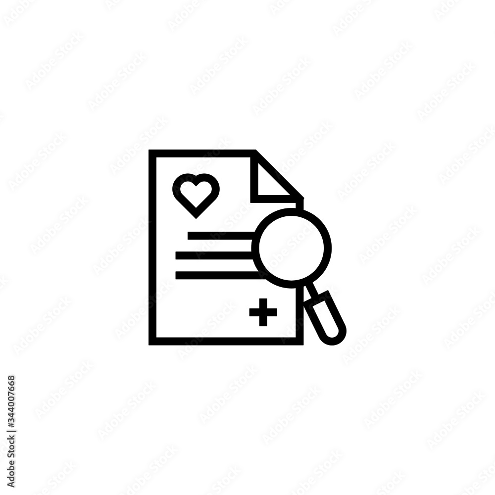 Poster diagnostic icon vector in linear, outline style isolated on white background