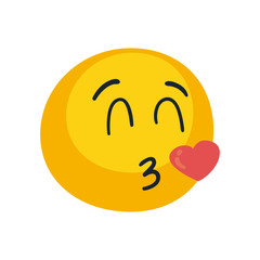 Kiss emoji face flat style icon vector design