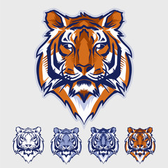Set tiger head colorfull  logo vector