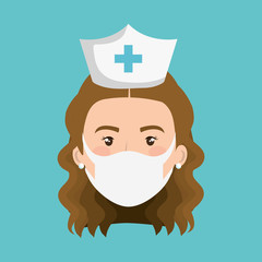 face of nurse using face mask isolated icon vector illustration design