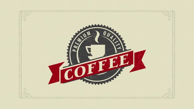 Spring Bouncing Chaotic Motion Of Circle Shape Design For A High Quality Coffee Product With Old Fashioned Typography Over A Marble Like Plaque