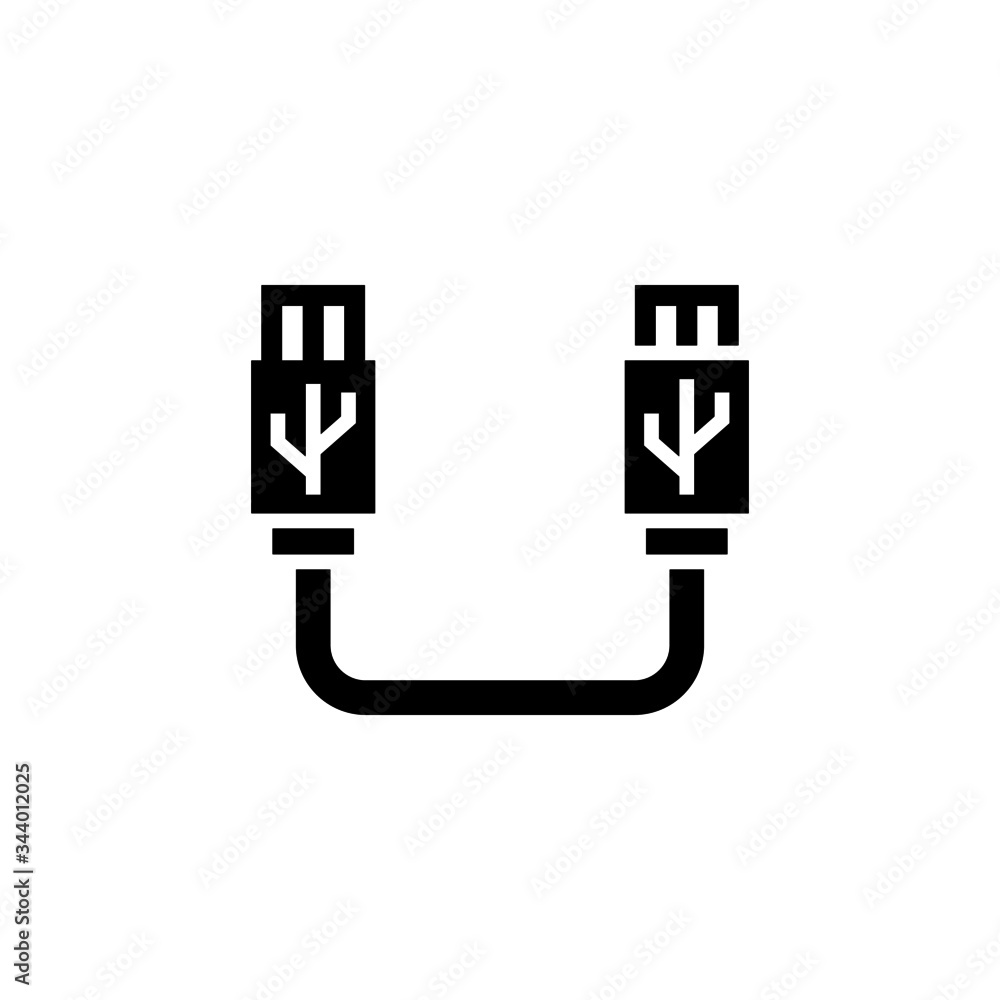 Poster usb vector icon in black flat shape design isolated on white background