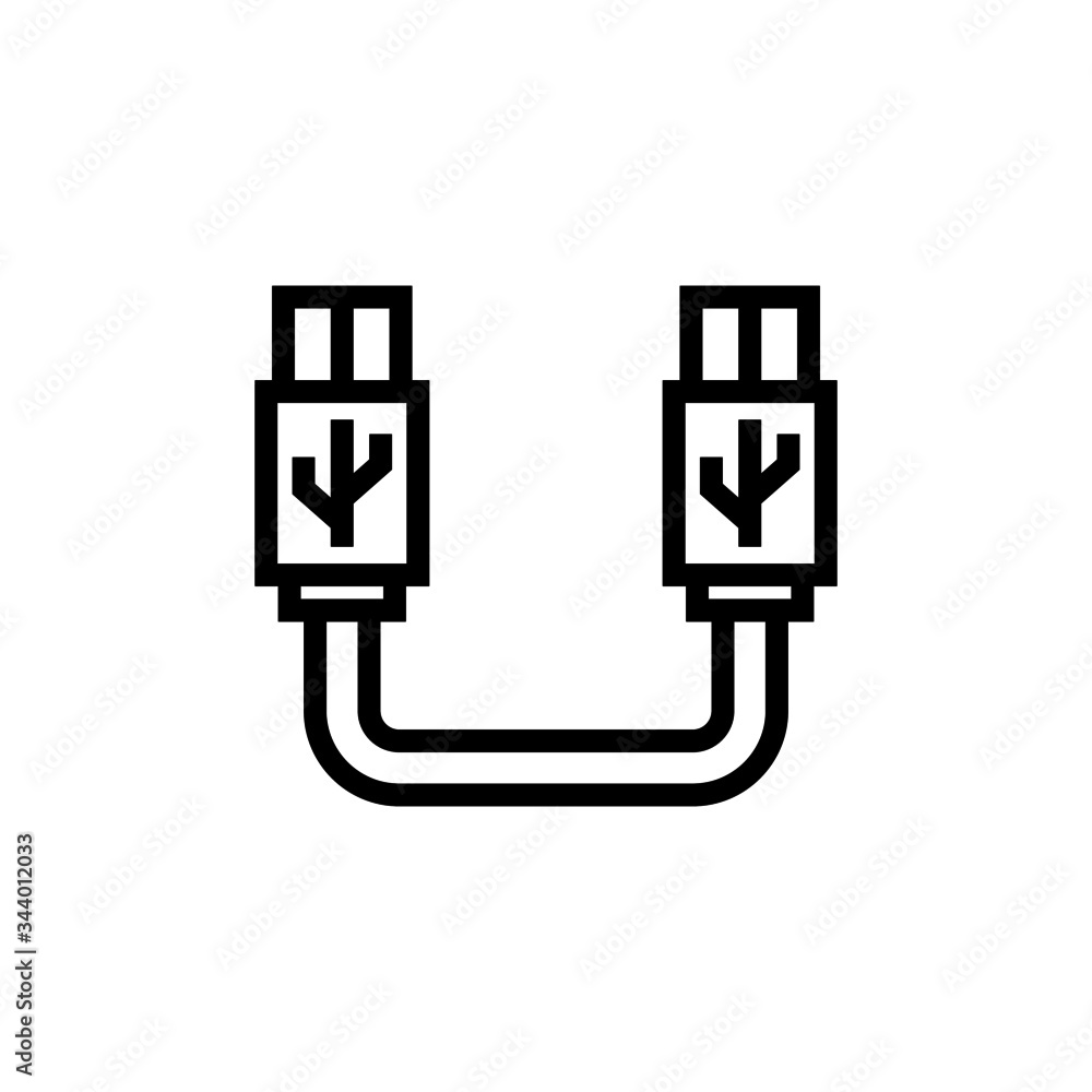 Poster usb vector icon in outline, linear style isolated on white background