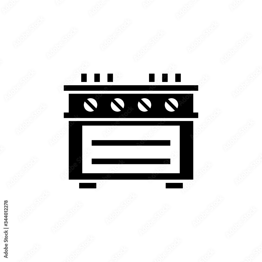 Wall mural Stove vector icon in black flat shape design isolated on white background