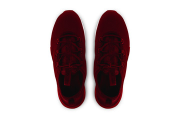 Red sneaker on a white background.