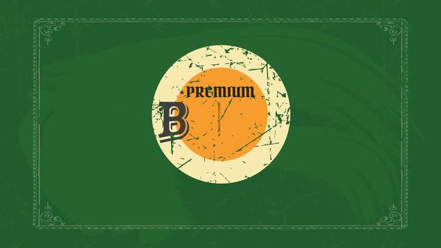 Inertial Movement Of Simple Elements Forming Frayed Round Design Of A Good Quality Beer Company With Old School Lettering Over An Elegant Vintage Plaque