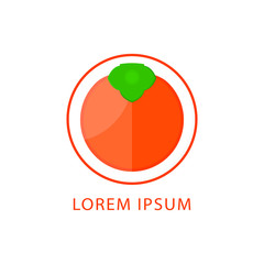 Vector illustration of fruit persimmon.  Isolated fruit persimmon concept. persimmon Logo
