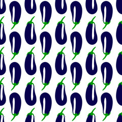 Vector illustration of a seamless pattern eggplant on a white