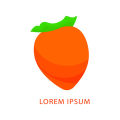 Vector illustration of fruit persimmon.  Isolated fruit persimmon concept. persimmon Logo