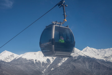 Mountain ski lift to the top.