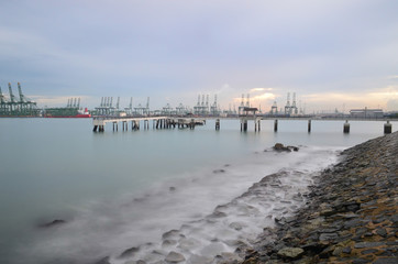 sunset over the harbor