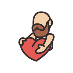 Man with mustache and heart flat style icon vector design