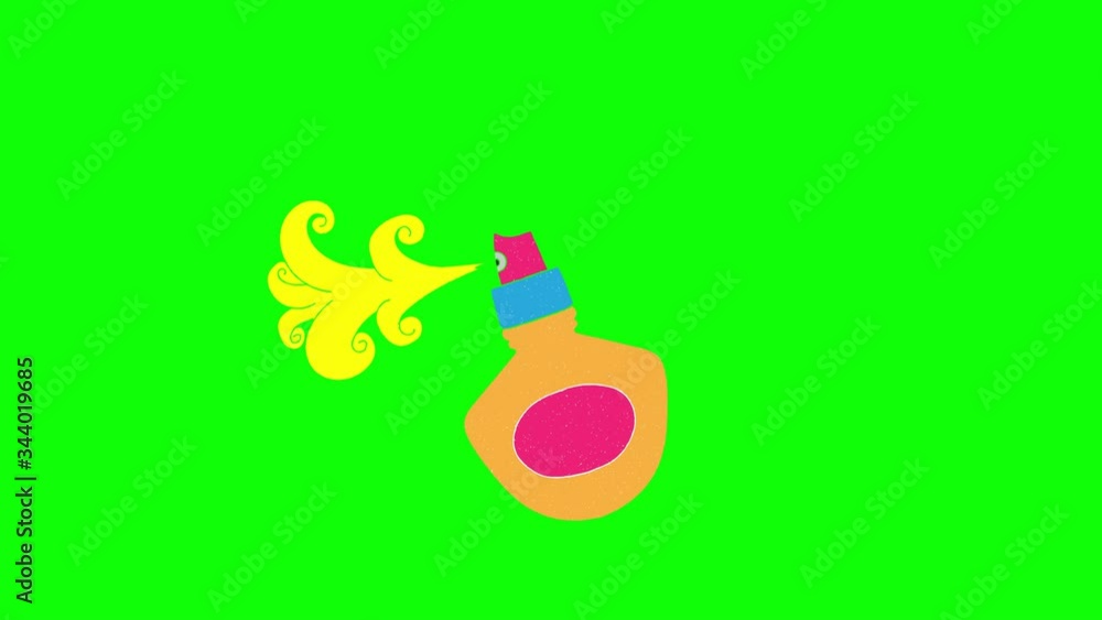 Poster perfume hand drawn green screen. floating loop animation
