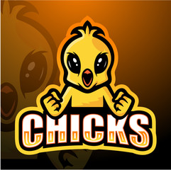Chick mascot esport logo design