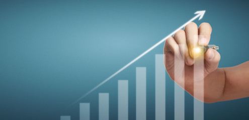 Hand drawing chart, graph stock of growth