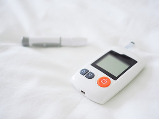 Blood glucose checking device.Concept of a healthy diabetic.