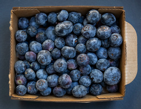 box of fresh blueberries