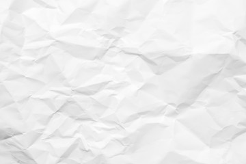 White crumpled paper texture background. Clean white paper. Top view.