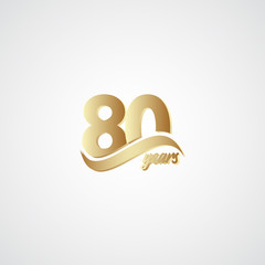 80 Years Anniversary Celebration Elegant Gold Logo Vector Template Design Illustration