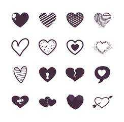 Hearts line style icon set vector design