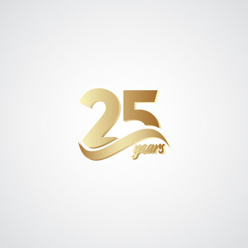 25 Years Anniversary Celebration Elegant Gold Logo Vector Template Design Illustration