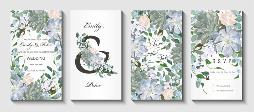 Beautiful background with flowers. Wedding invitation , watercolor, isolated on white.  Vector illustration. EPS 10