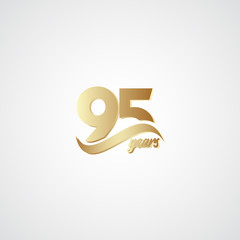 95 Years Anniversary Celebration Elegant Gold Logo Vector Template Design Illustration