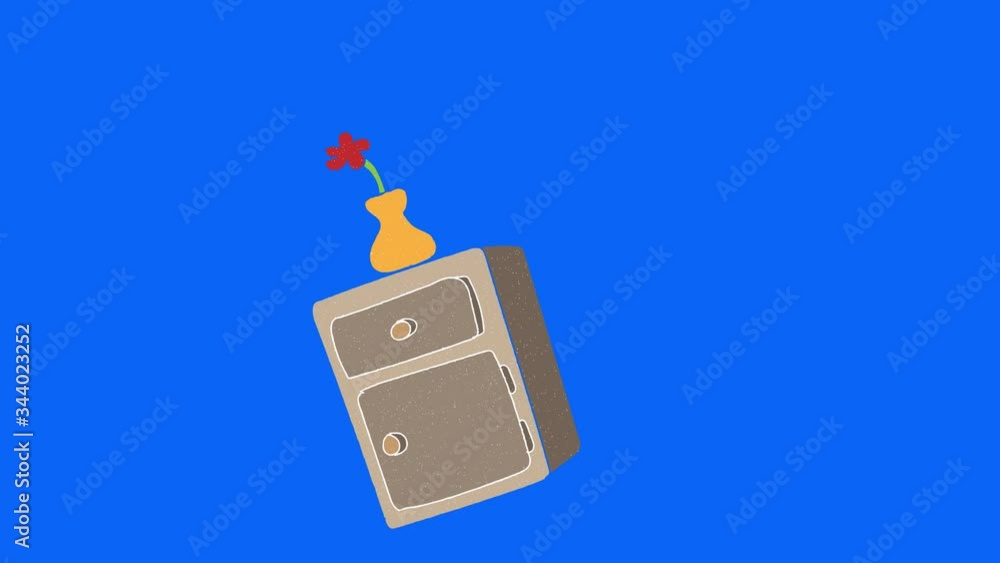 Poster sideboard hand drawn blue screen. floating loop animation