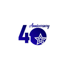 40 Years Anniversary Celebration Star Blue Logo Vector Template Design Illustration