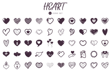 Fototapeta premium 50 Hearts line style icon set vector design