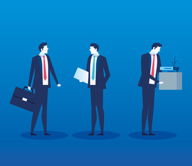 group of businessmen unemployed avatar characters vector illustration design