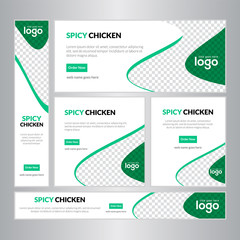 Web Banner set Design. Food & Restuaruant Concept Bannar set Design Template.	