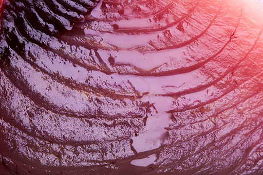 macro of juice running down cross section of tuna