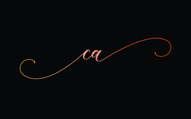 ca or c, a Lowercase Cursive Letter Initial Logo Design, Vector Template