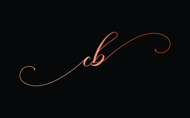 cb or c, b Lowercase Cursive Letter Initial Logo Design, Vector Template