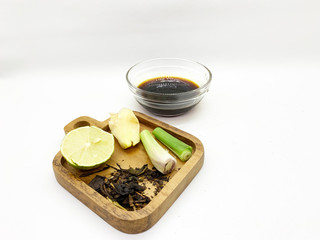Healthy herbal tea ingredients isolated on white background