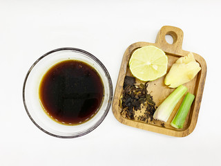 Healthy herbal tea ingredients isolated on white background