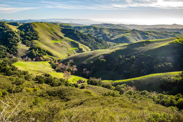 Panoramic view of the mountain valley, San Simeon, California