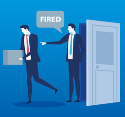scene of boss saying you are fired employee vector illustration design