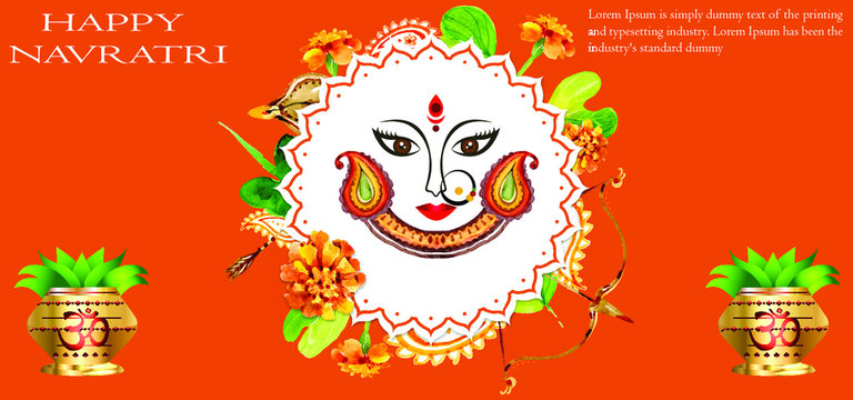 illustration of Goddess Durga in Happy Dussehra Navratri background